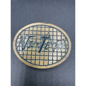 Vintage VirTech Belt Buckle Brass Tone Oval 3"x2.25" CD Hit Marked